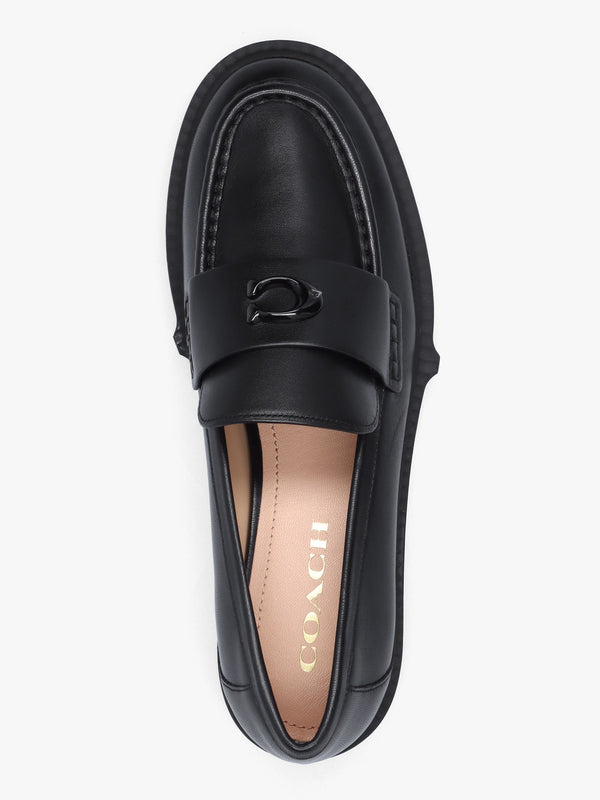 Leah Black Leather Chunky Loafers