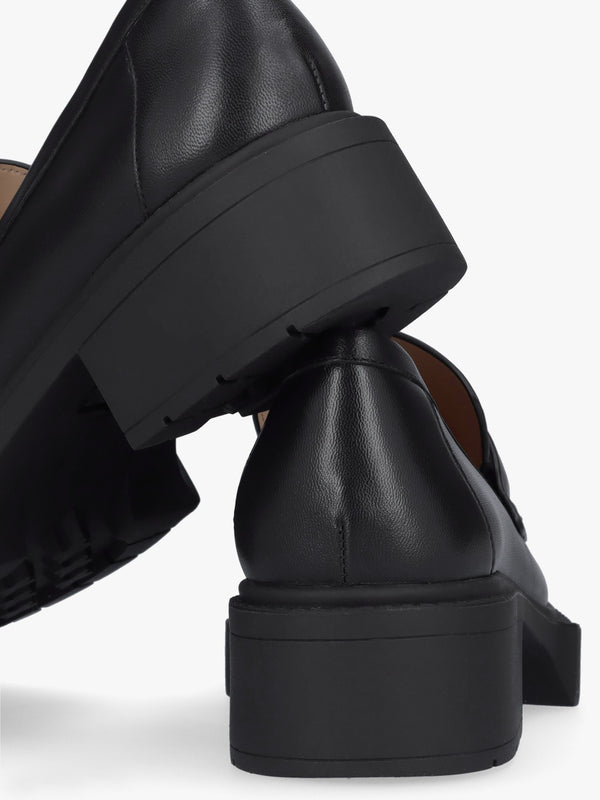 Leah Black Leather Chunky Loafers