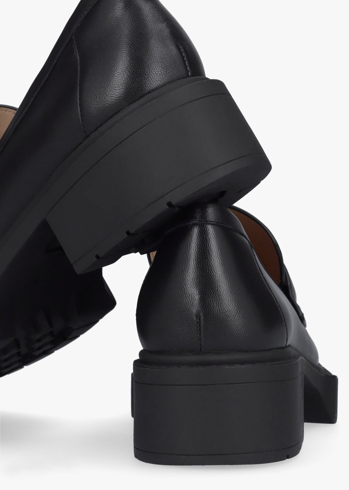 Leah Black Leather Chunky Loafers