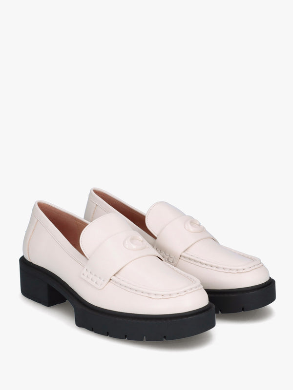 Leah Chalk Leather Chunky Loafers