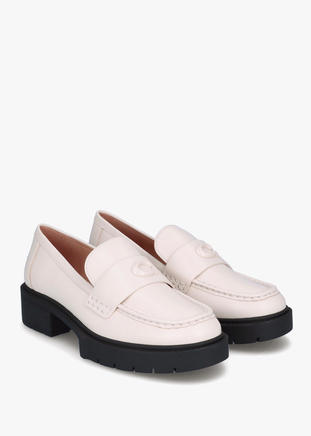 Leah Chalk Leather Chunky Loafers