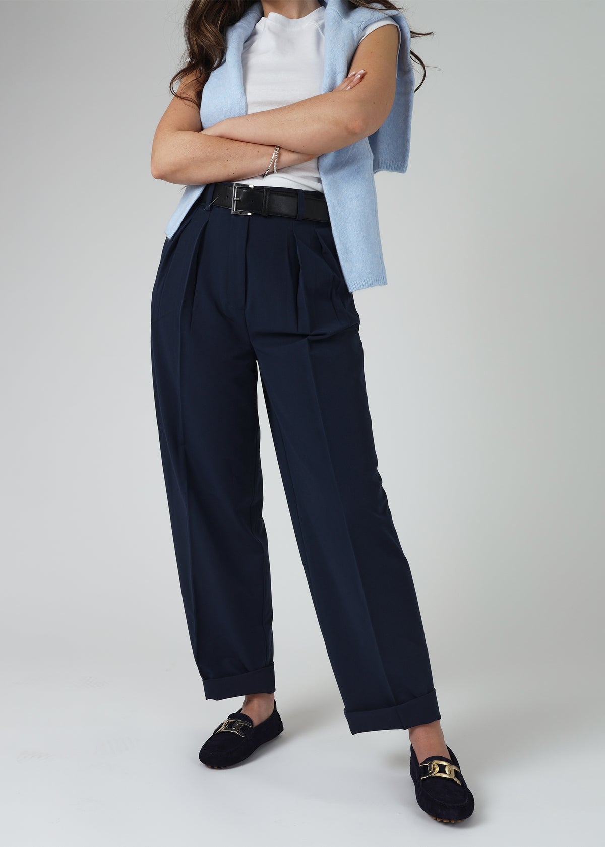 Privey Navy Suede Moccasin Loafers