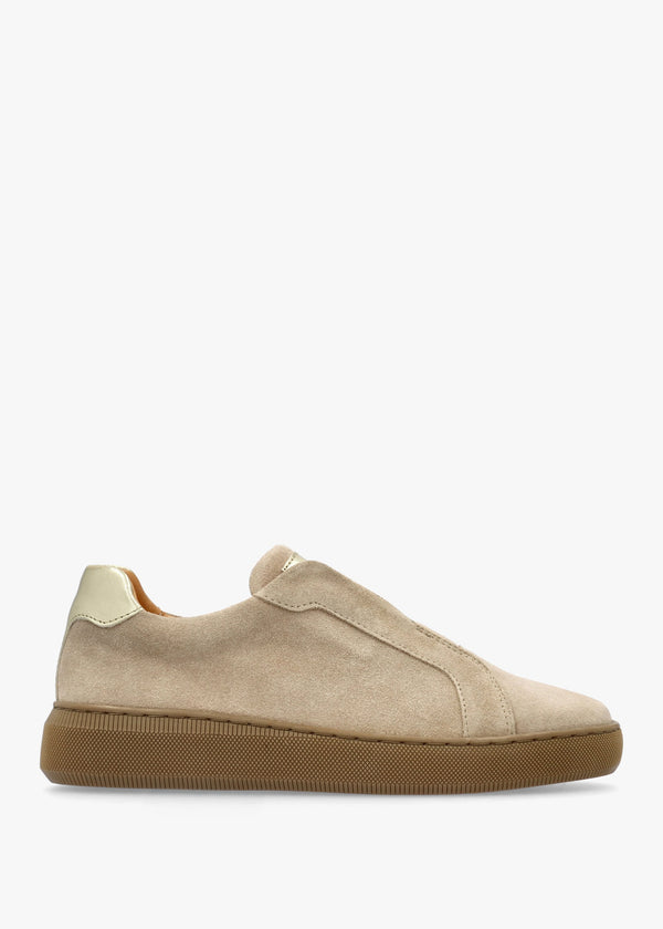 Viola Beige Suede Low Profile Trainers