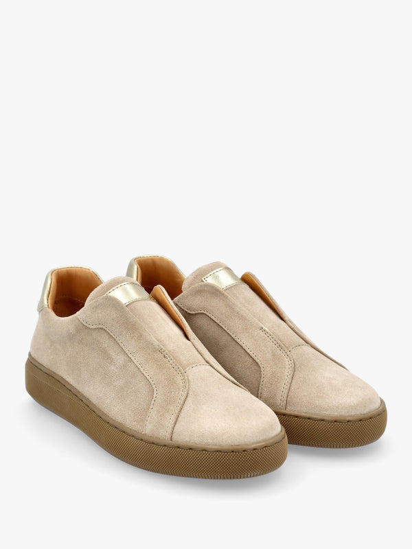 Viola Beige Suede Low Profile Trainers