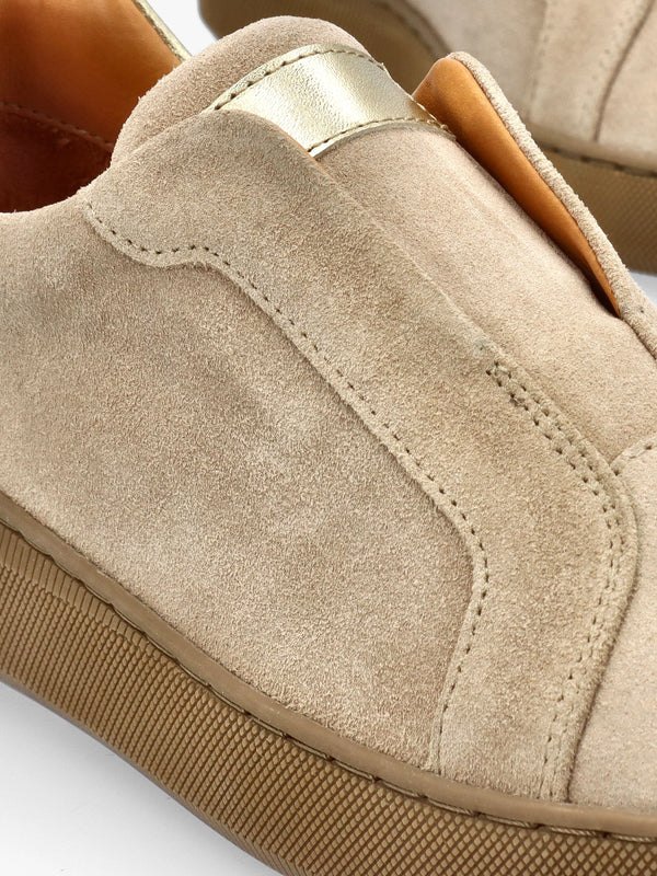 Viola Beige Suede Low Profile Trainers