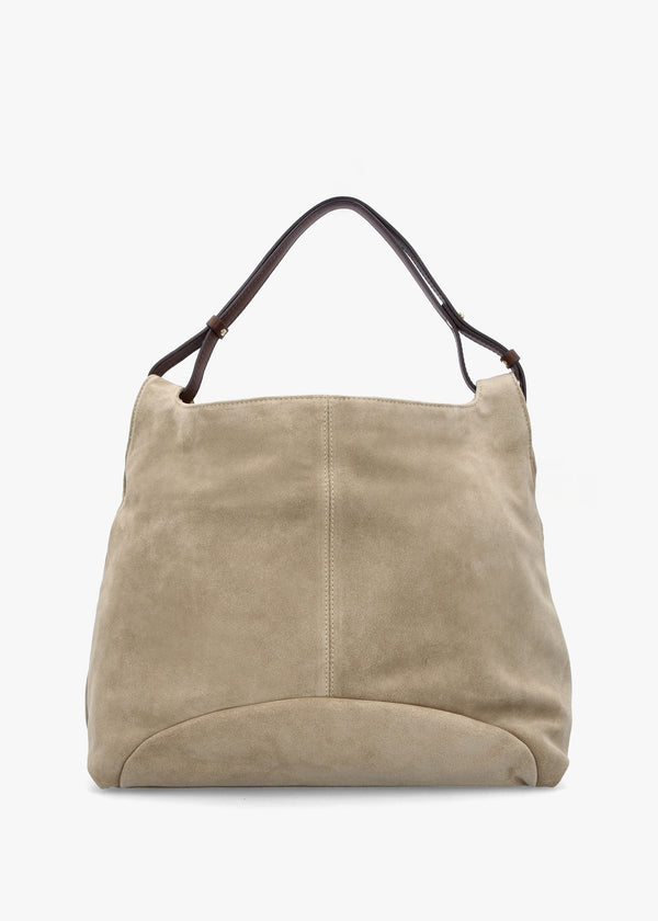 Inhobo Beige Suede Slouchy Hobo Bag