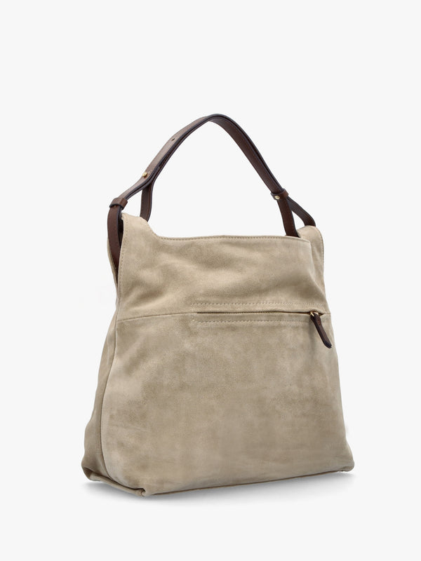 Inhobo Beige Suede Slouchy Hobo Bag