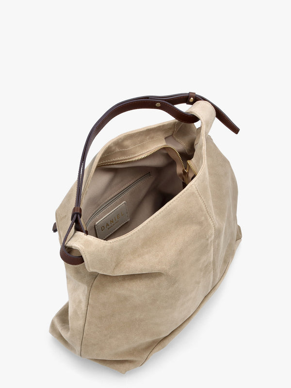 Inhobo Beige Suede Slouchy Hobo Bag