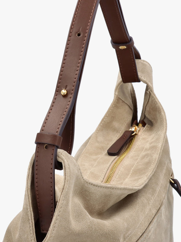 Inhobo Beige Suede Slouchy Hobo Bag
