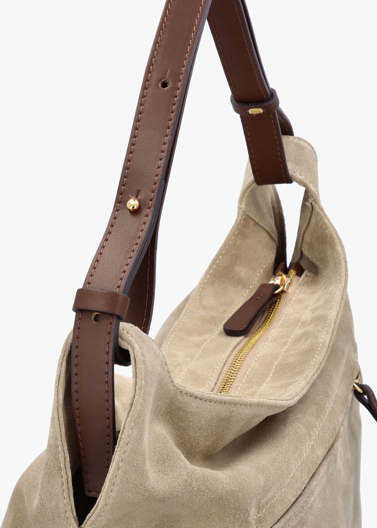 Inhobo Beige Suede Slouchy Hobo Bag
