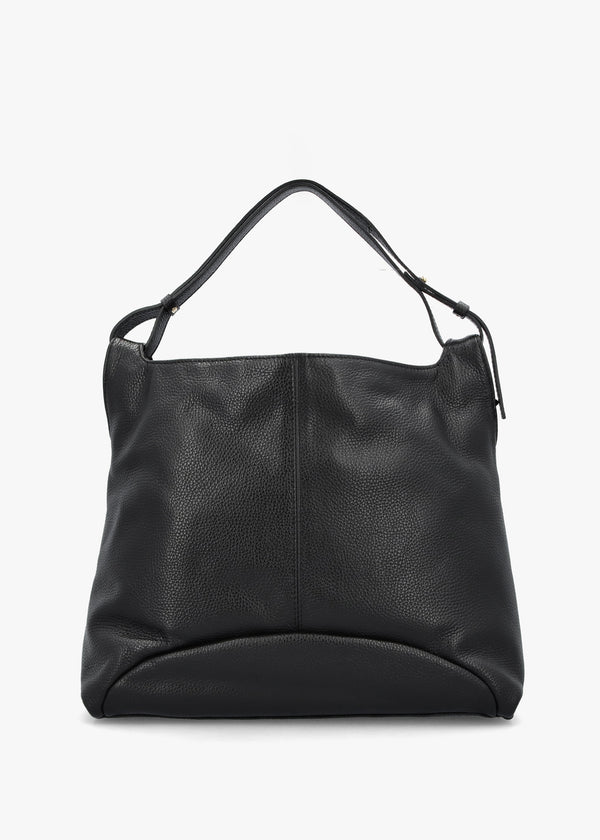 Inhobo Black Leather Slouchy Hobo Bag