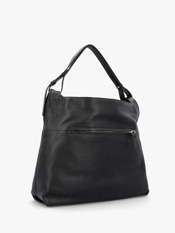 Inhobo Black Leather Slouchy Hobo Bag