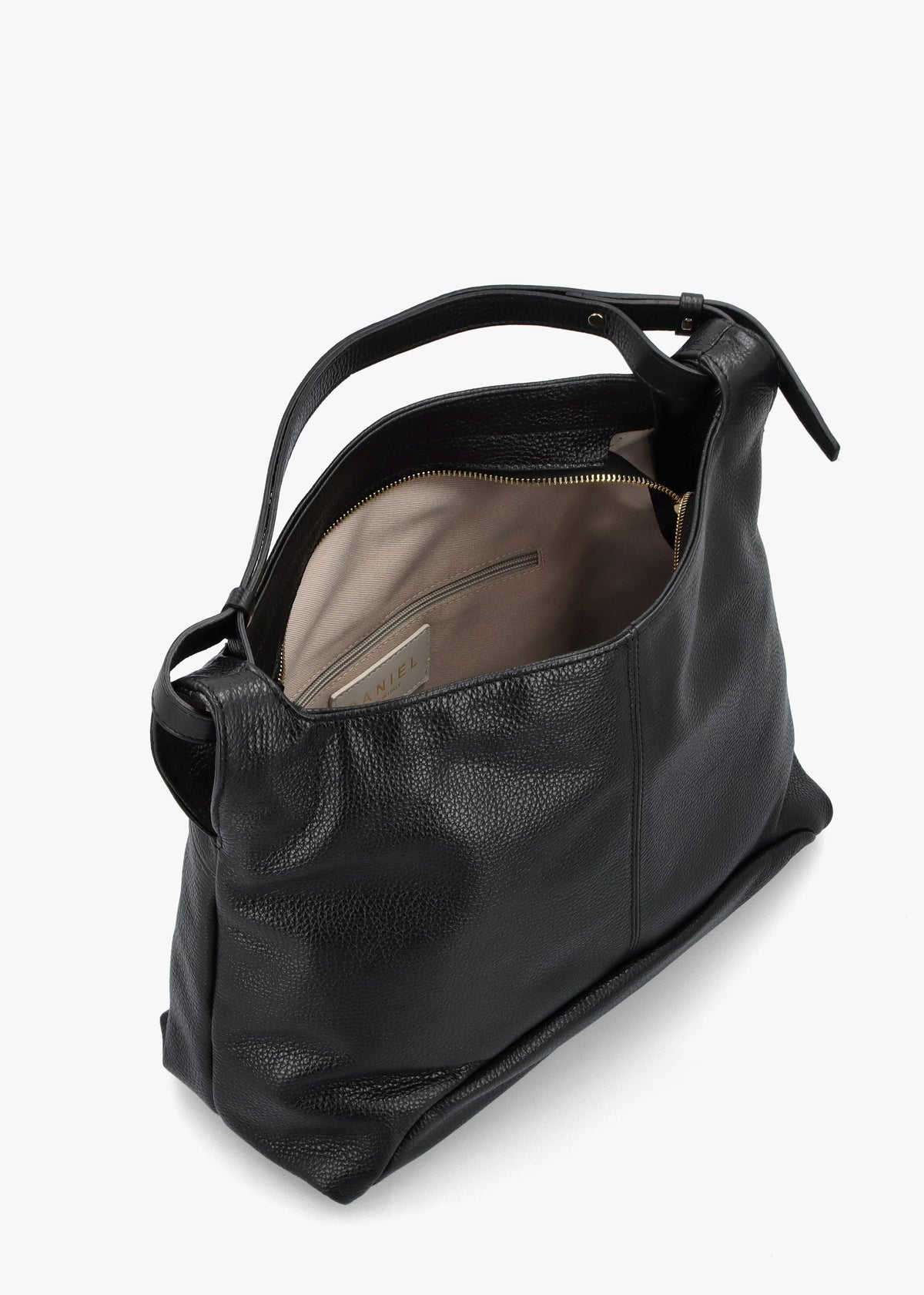 Inhobo Black Leather Slouchy Hobo Bag
