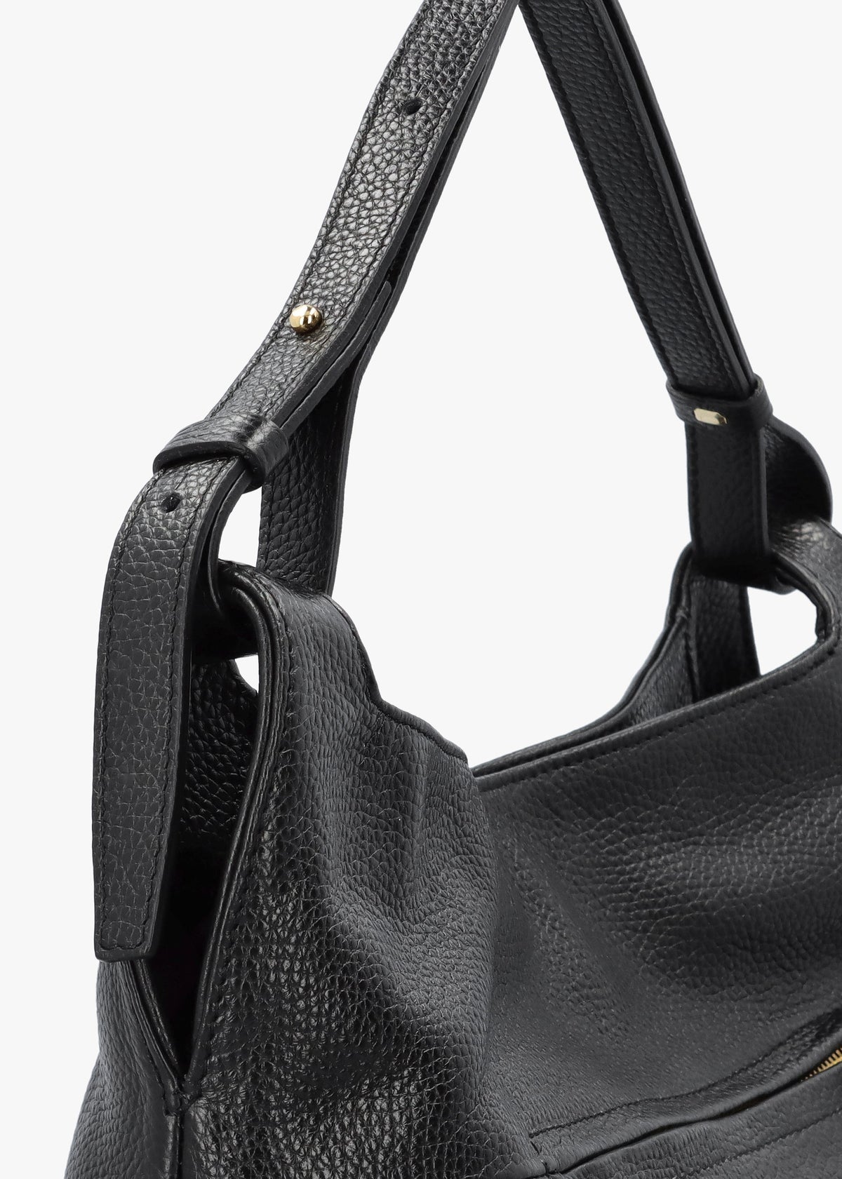 Inhobo Black Leather Slouchy Hobo Bag