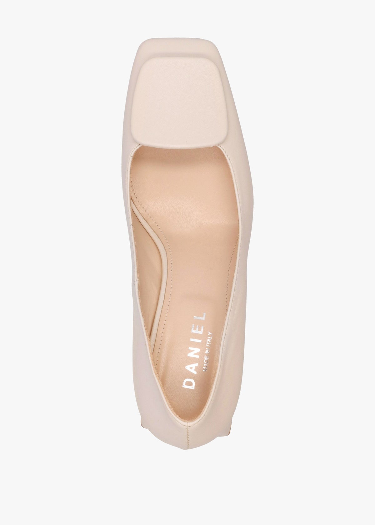 Nessie Cream Leather Block Heel Court Shoes
