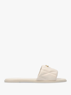 Holly Quilted Chalk Leather Flat Mules