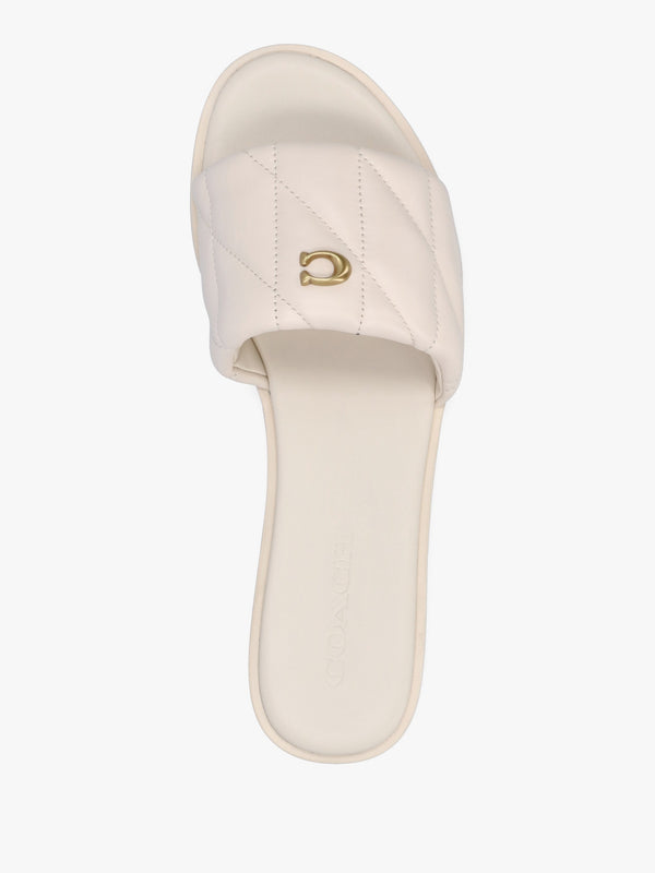 Holly Quilted Chalk Leather Flat Mules