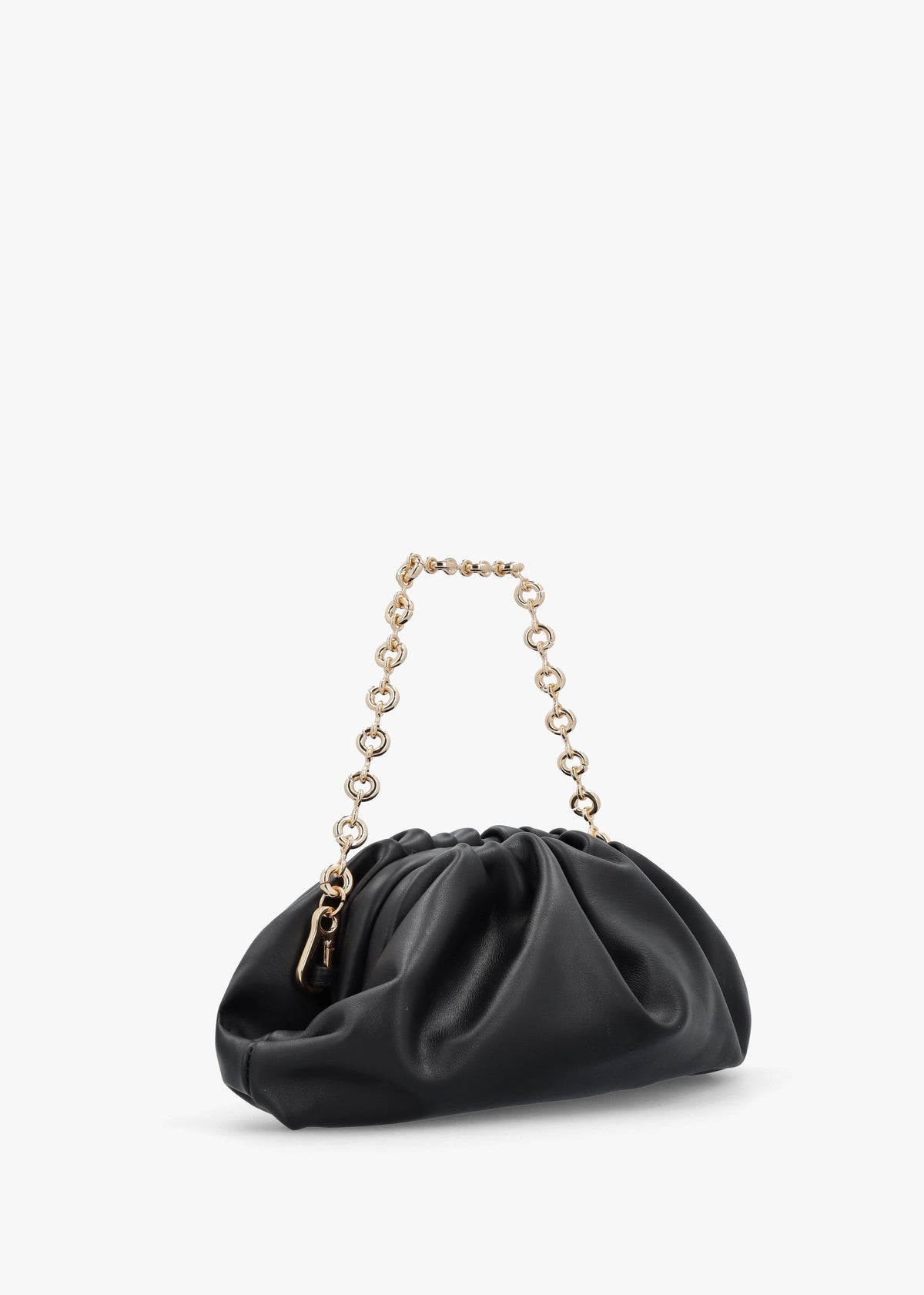 Inrouche Black Leather Ruched Clutch Bag