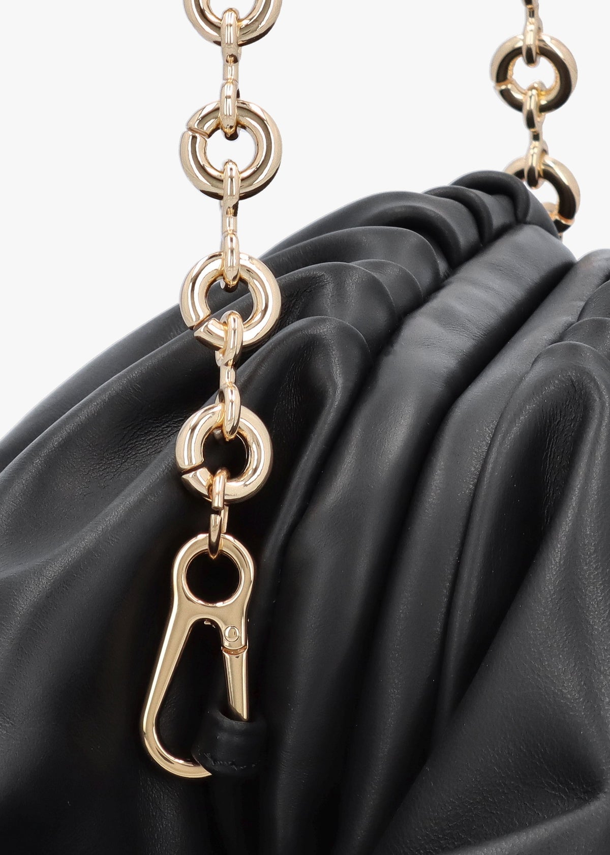 Inrouche Black Leather Ruched Clutch Bag