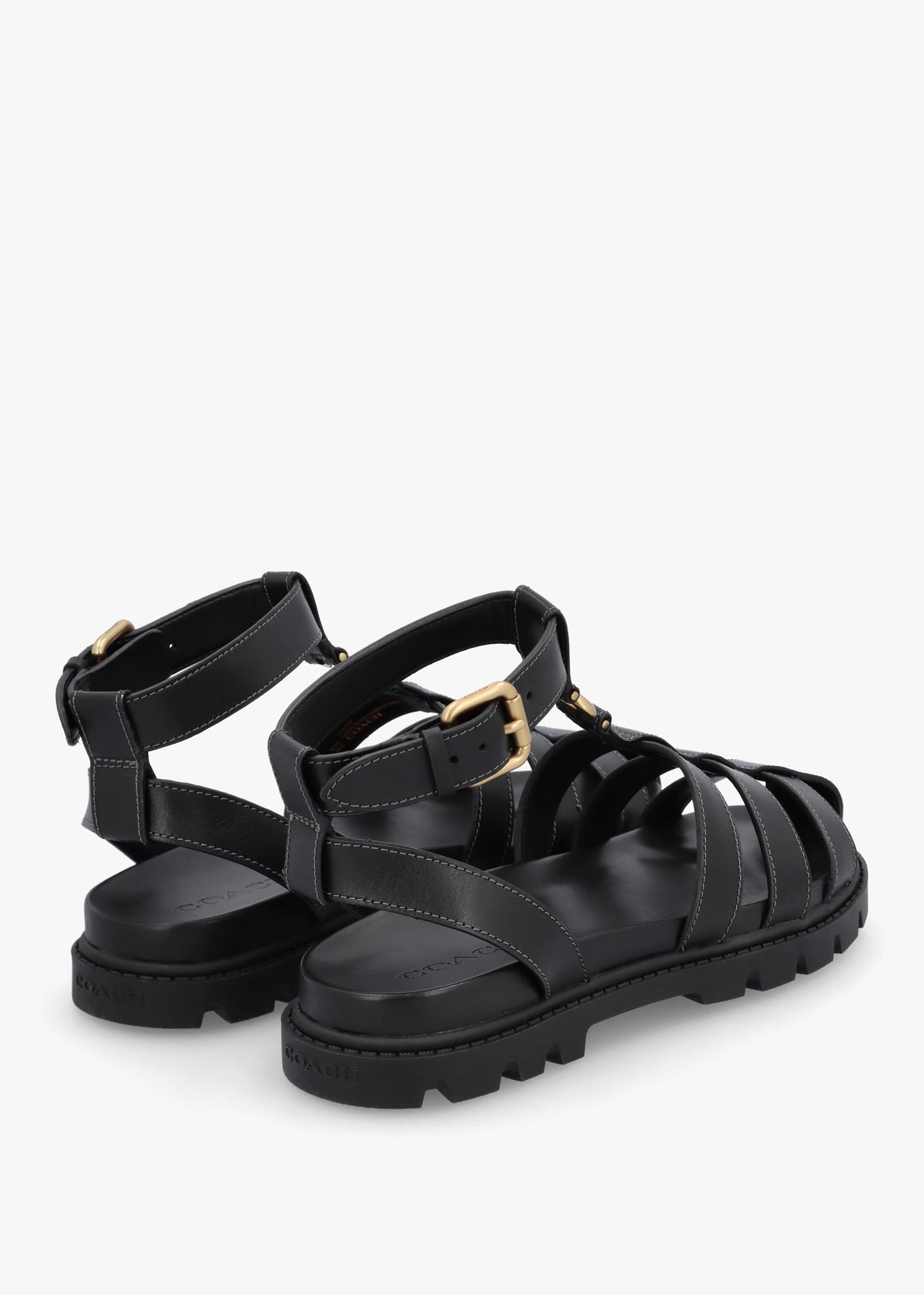 Sculpted C Fisherman Black Leather Sandals