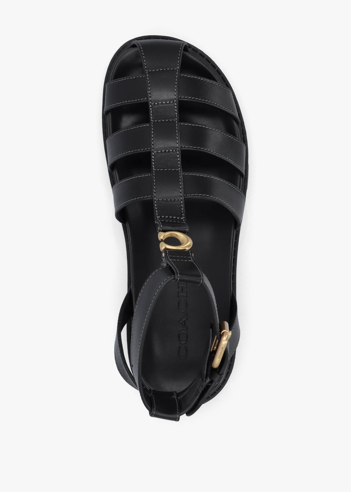 Sculpted C Fisherman Black Leather Sandals