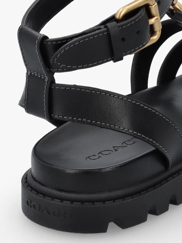 Sculpted C Fisherman Black Leather Sandals