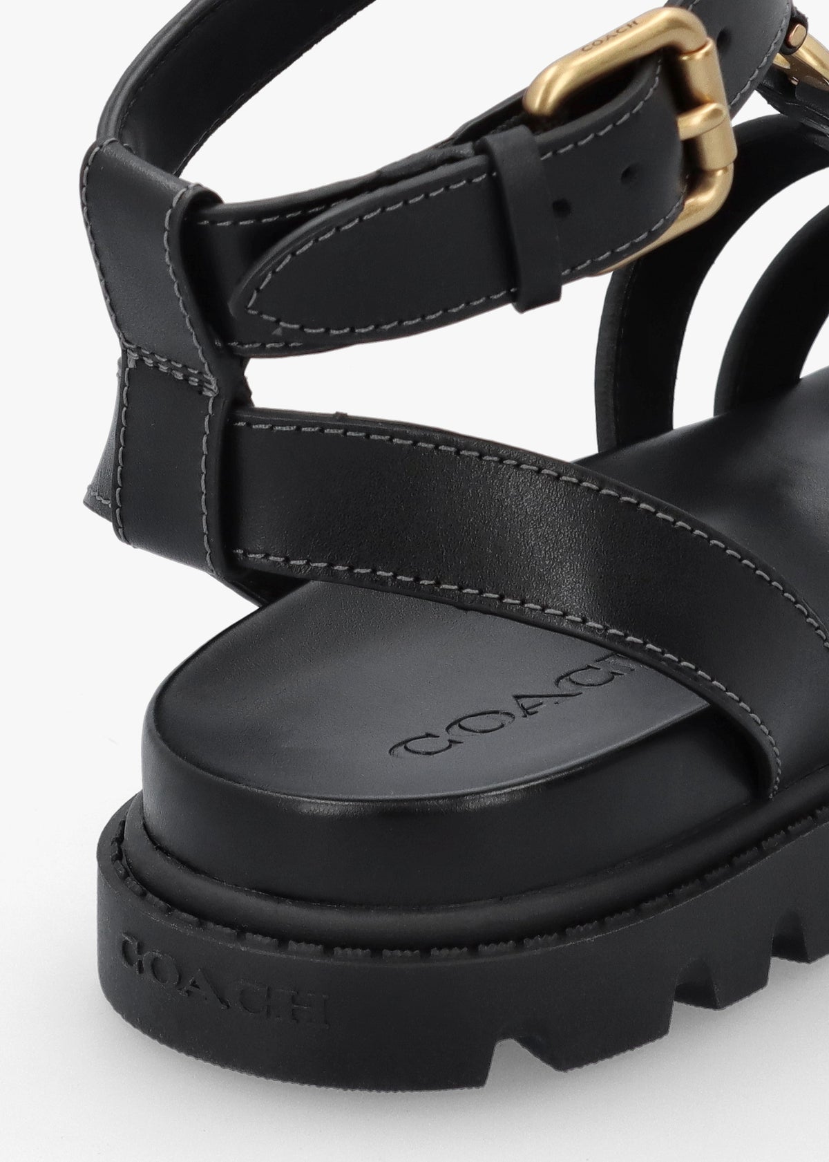 Sculpted C Fisherman Black Leather Sandals