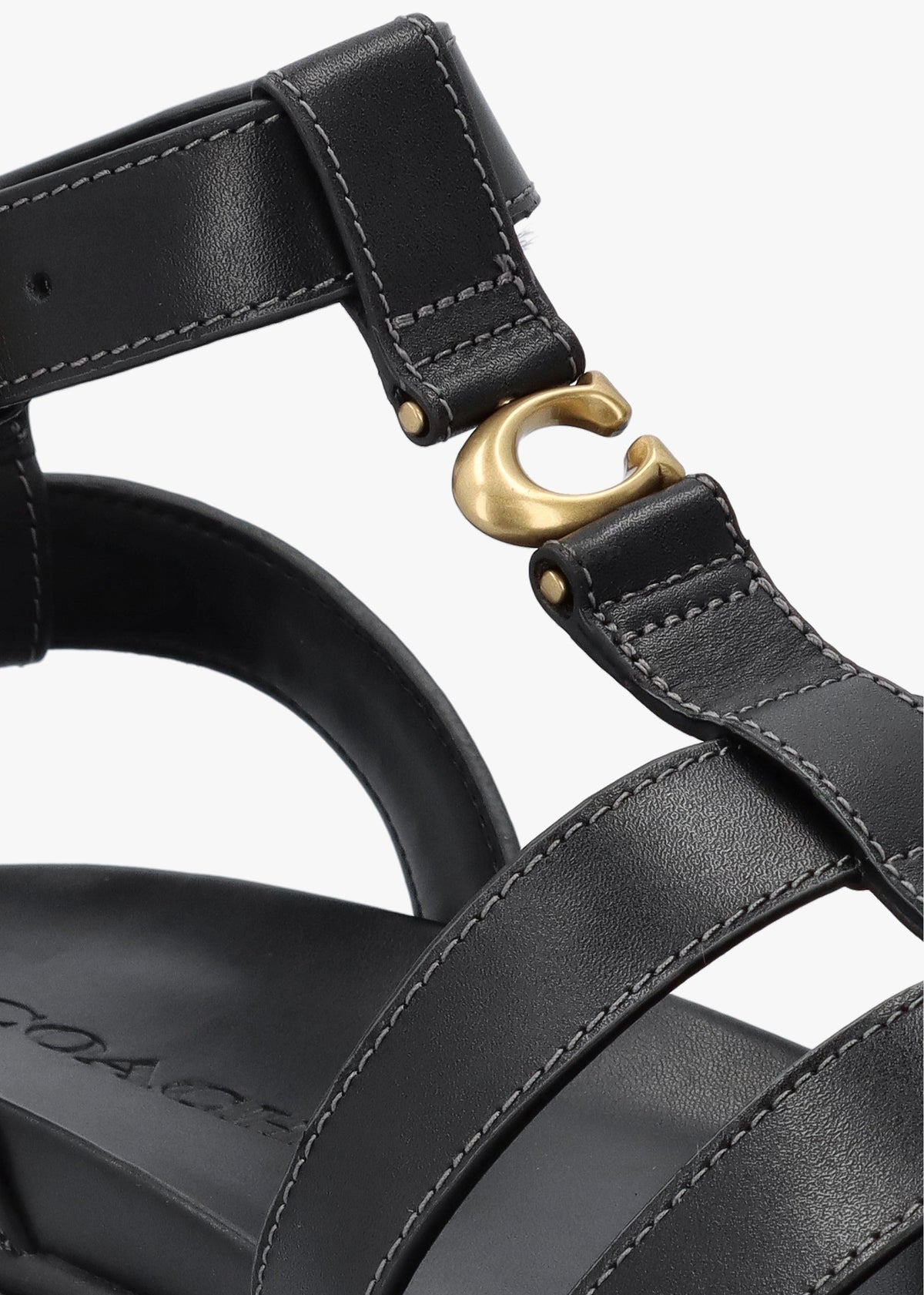 Sculpted C Fisherman Black Leather Sandals
