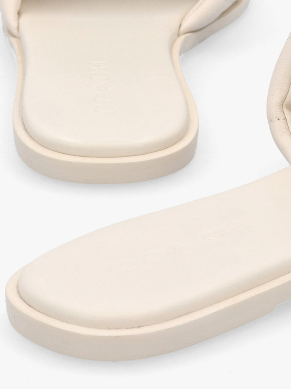 Holly Quilted Chalk Leather Flat Mules
