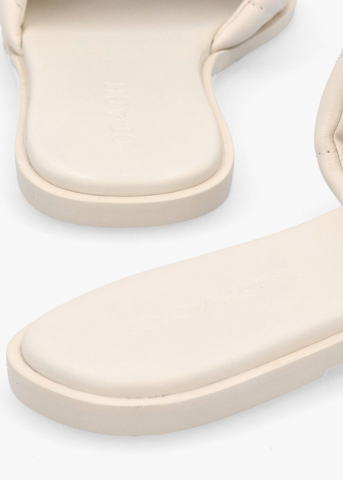Holly Quilted Chalk Leather Flat Mules