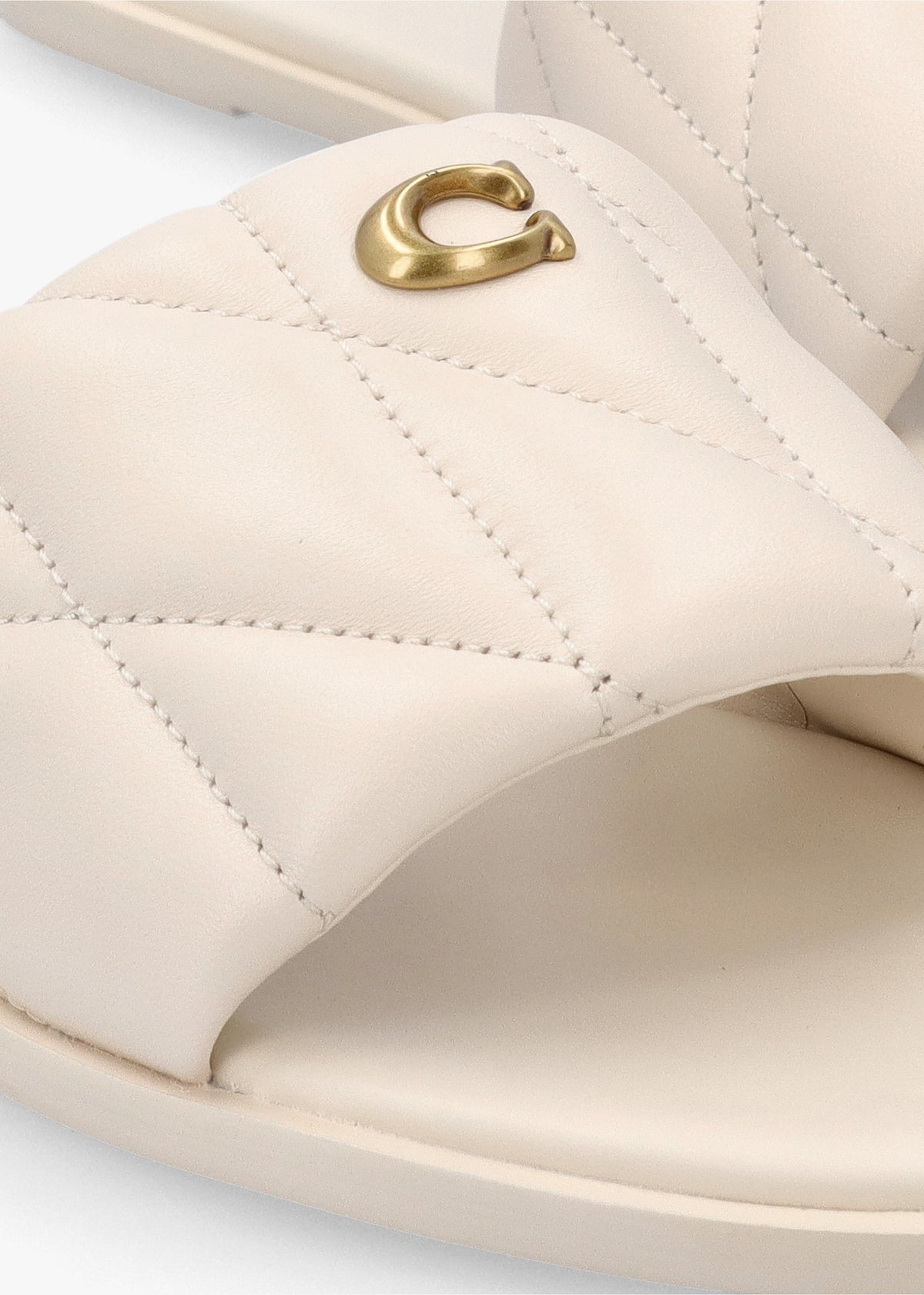 Holly Quilted Chalk Leather Flat Mules