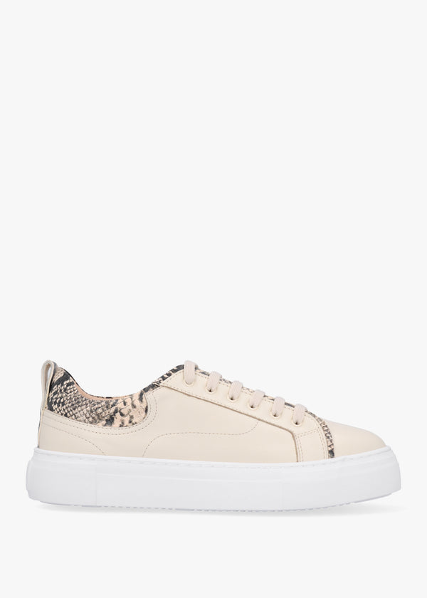 Panny Cream Leather Reptile Trainers