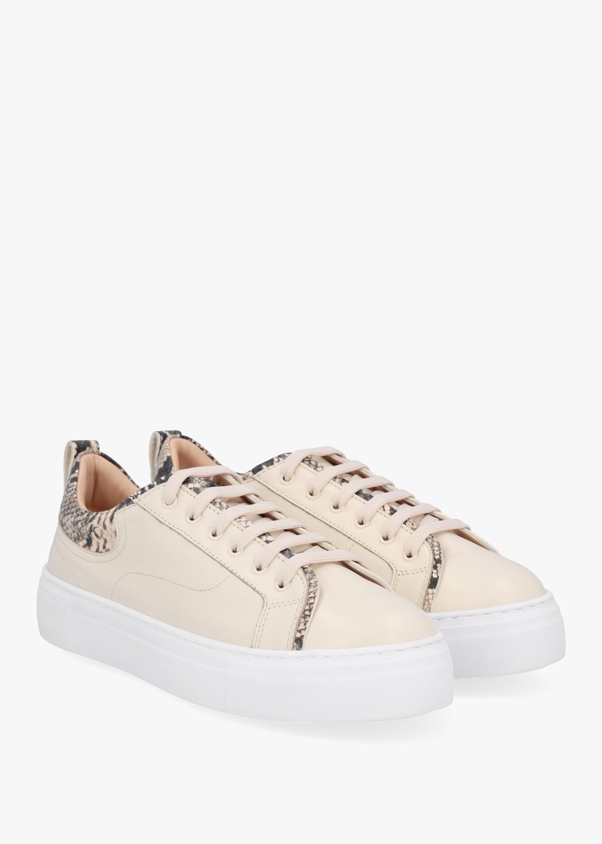 Panny Cream Leather Reptile Trainers