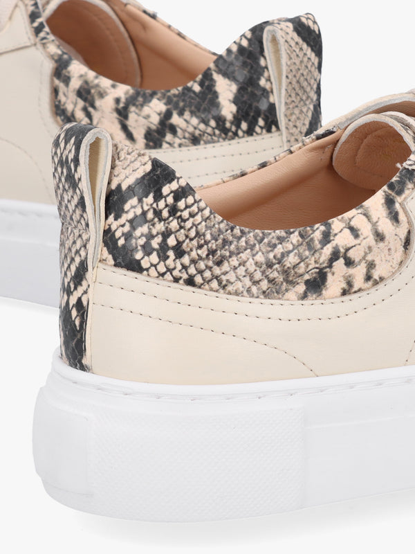 Panny Cream Leather Reptile Trainers