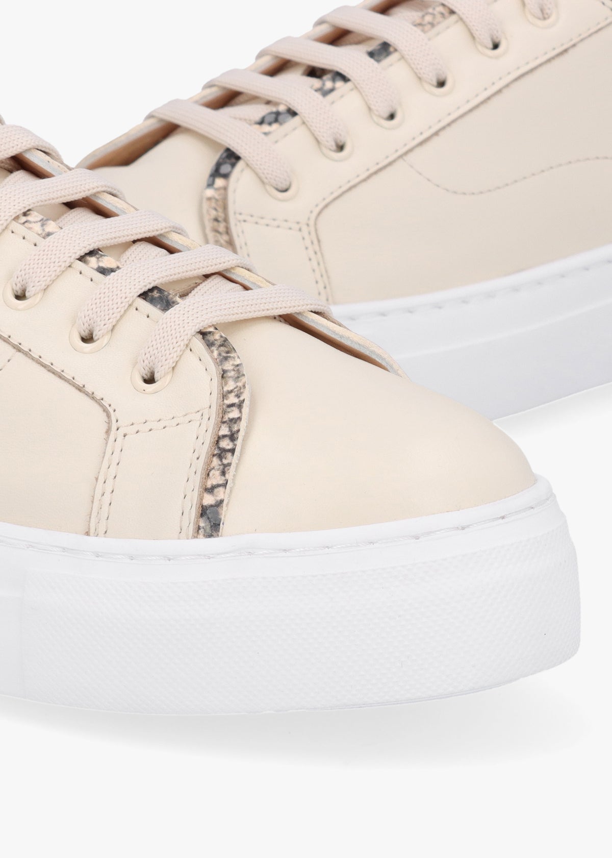 Panny Cream Leather Reptile Trainers