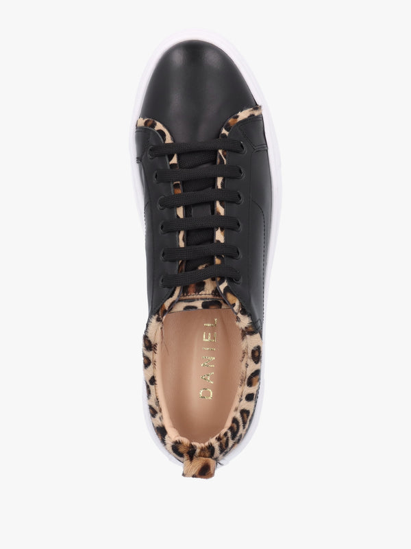 Panny Black Leather Leopard Trainers