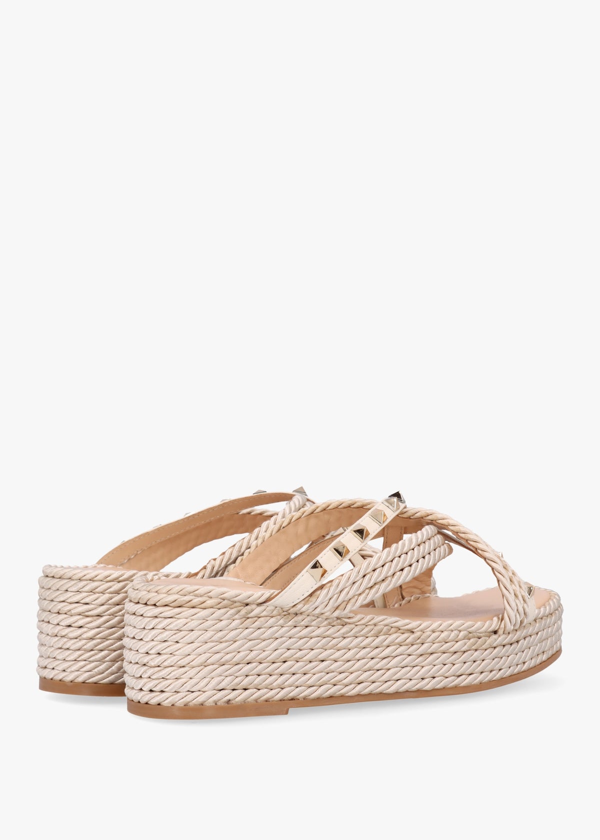 Popey Cream Rope Slab Wedge Mules