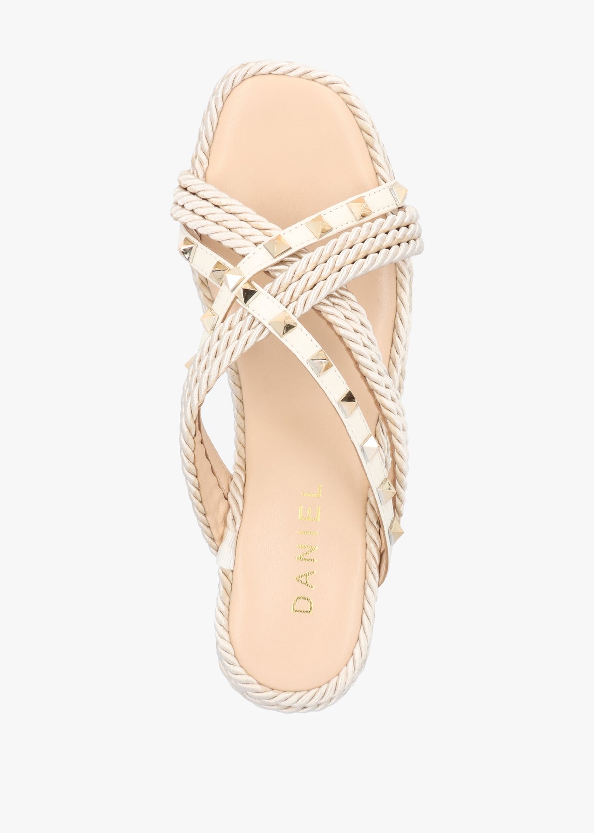 Popey Cream Rope Slab Wedge Mules