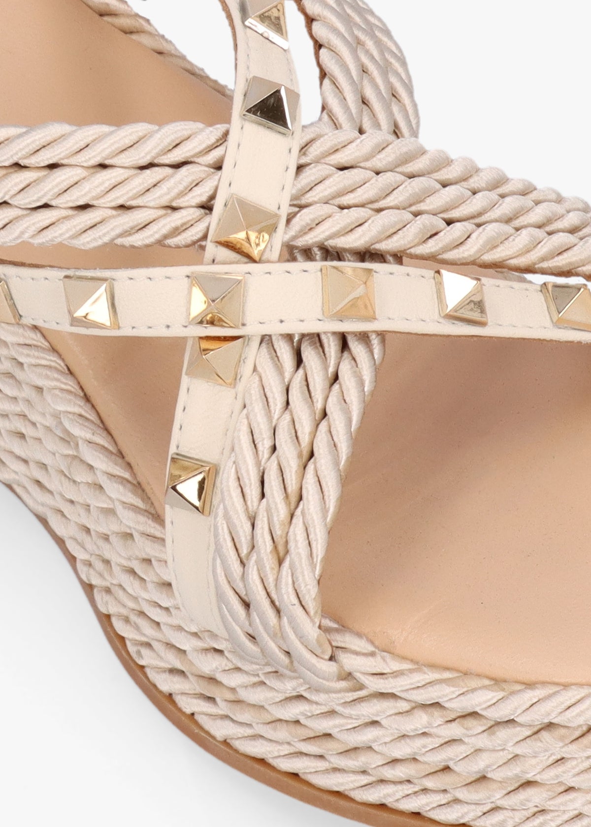 Popey Cream Rope Slab Wedge Mules