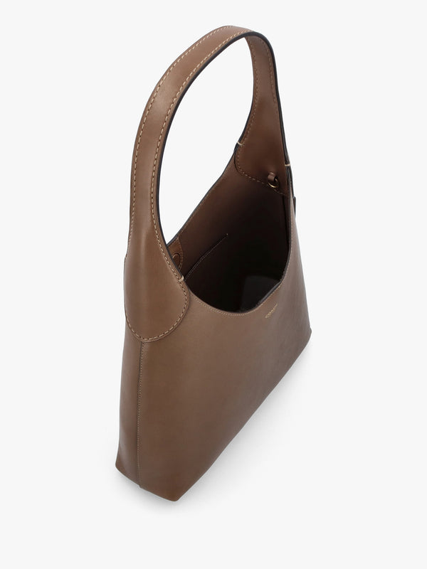 Brooklyn 28 Dark Stone Leather Shoulder Bag