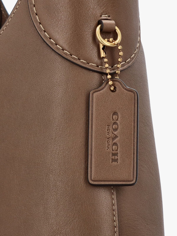 Brooklyn 28 Dark Stone Leather Shoulder Bag