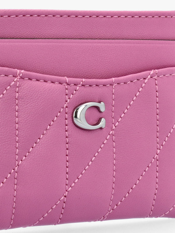 Essentials Quilted Pillow Fuchsia Leather Card Case