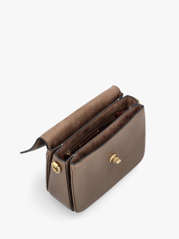 Cassie 19 Dark Stone Leather Cross-Body Bag