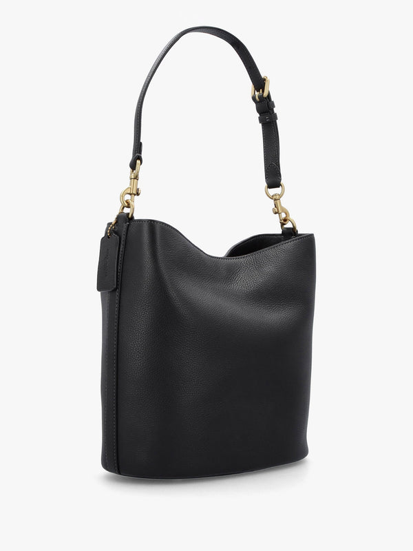 Willow Soft Black Leather Bucket Bag