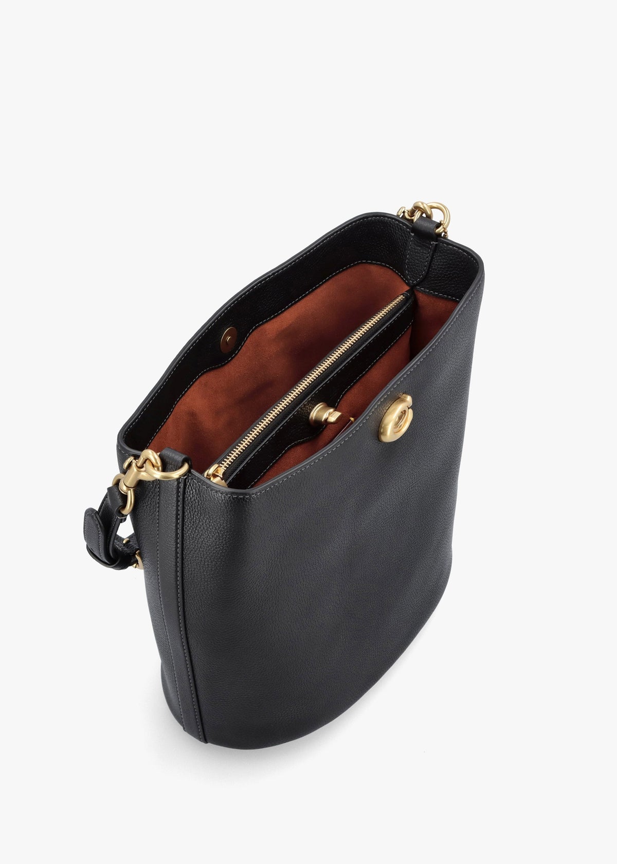 Willow Soft Black Leather Bucket Bag