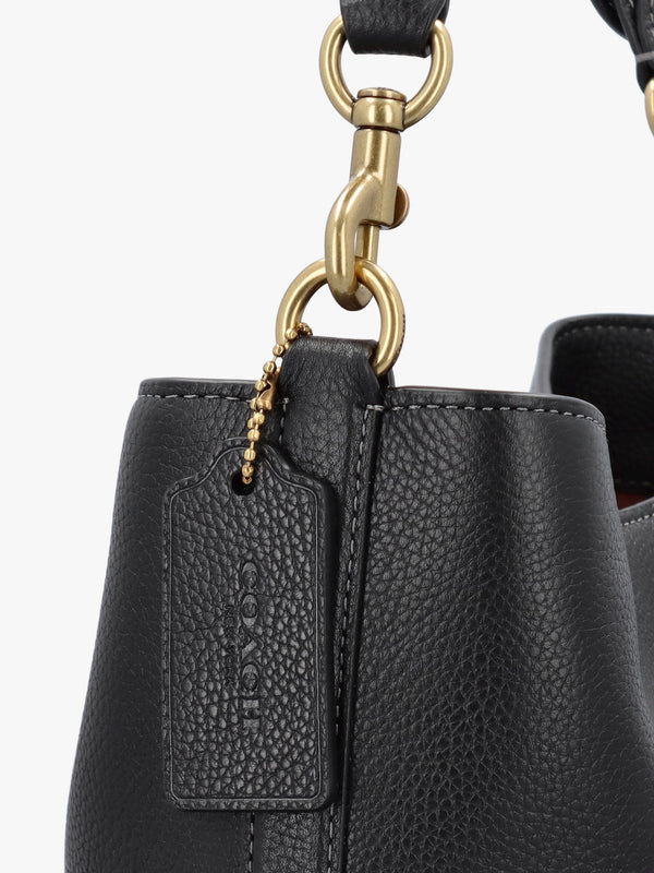 Willow Soft Black Leather Bucket Bag