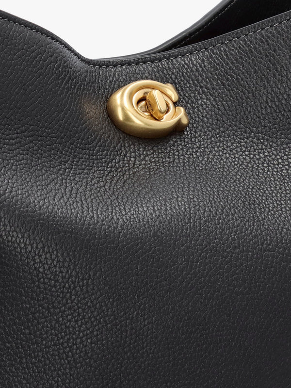 Willow Soft Black Leather Bucket Bag