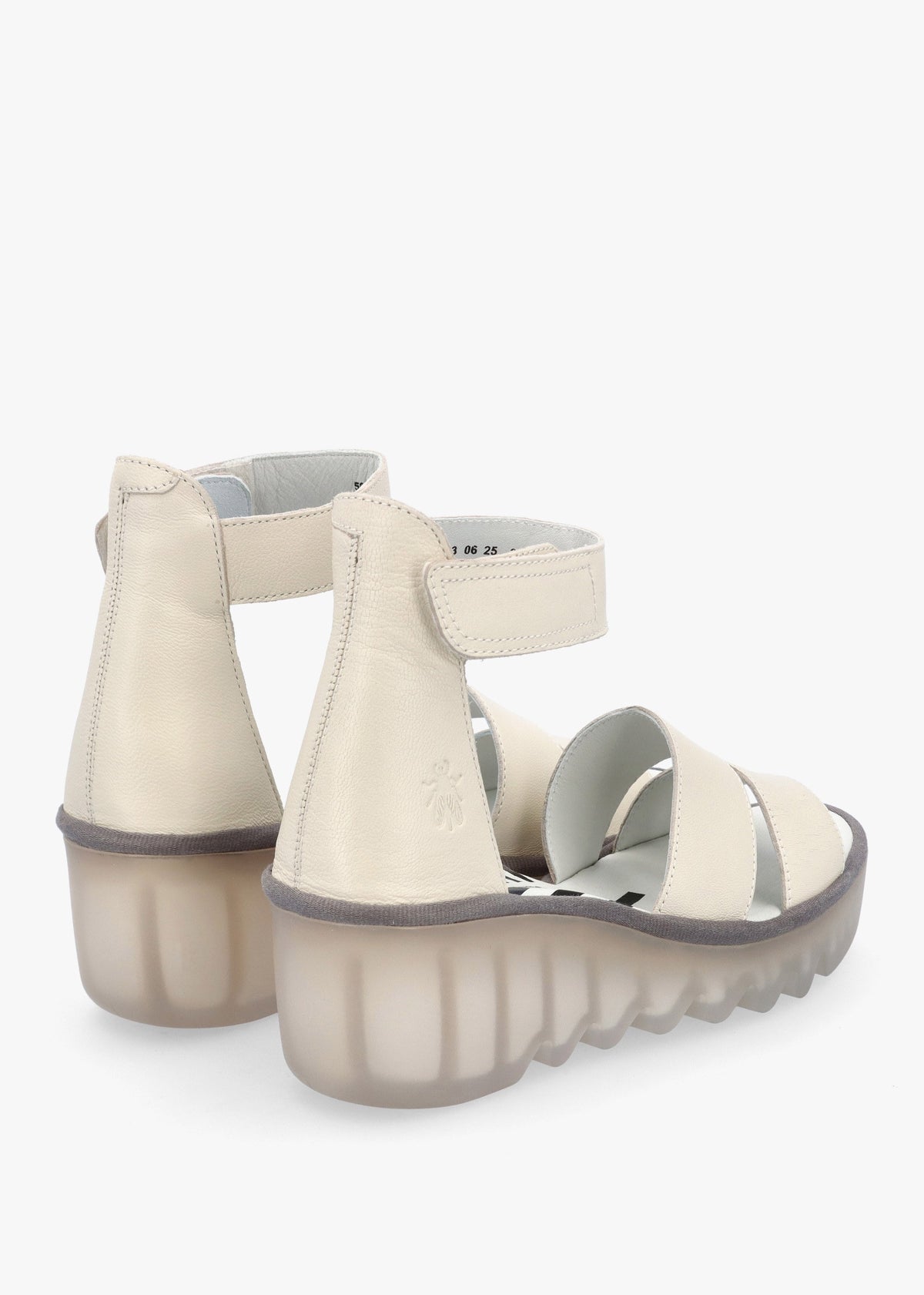 Bono Off White Leather Mid Wedge Sandals