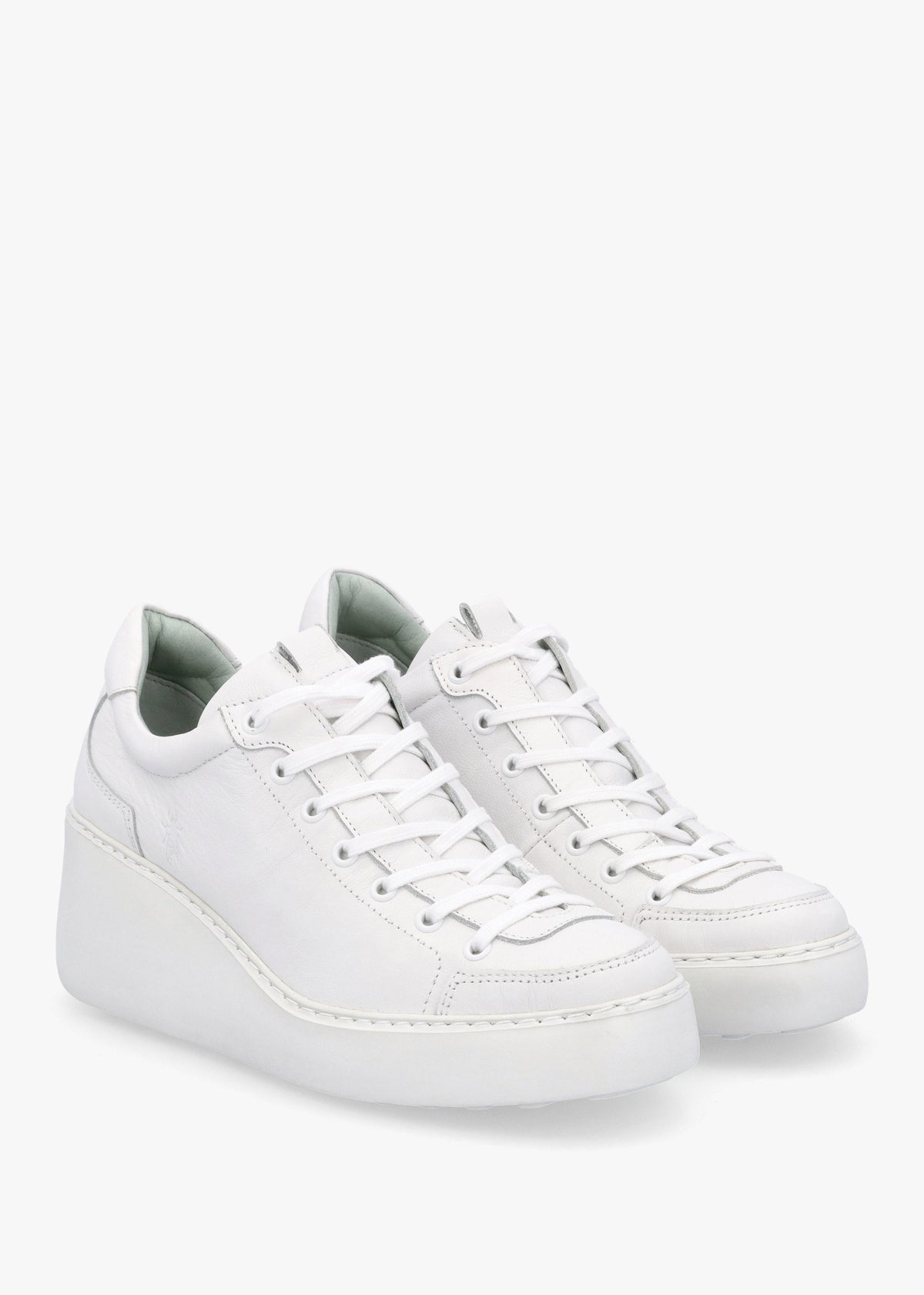Dufy White Leather Wedge Trainers