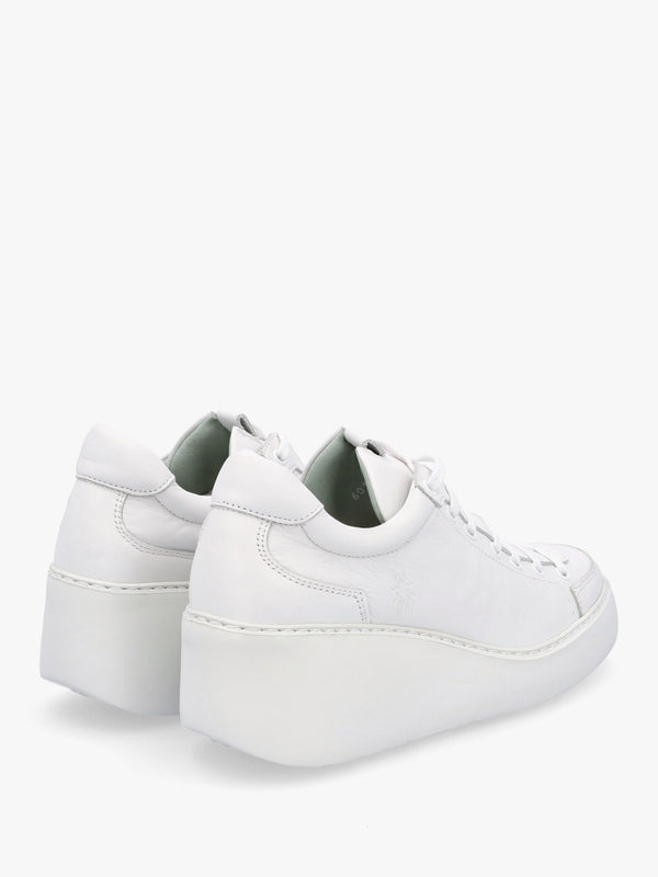 Dufy White Leather Wedge Trainers